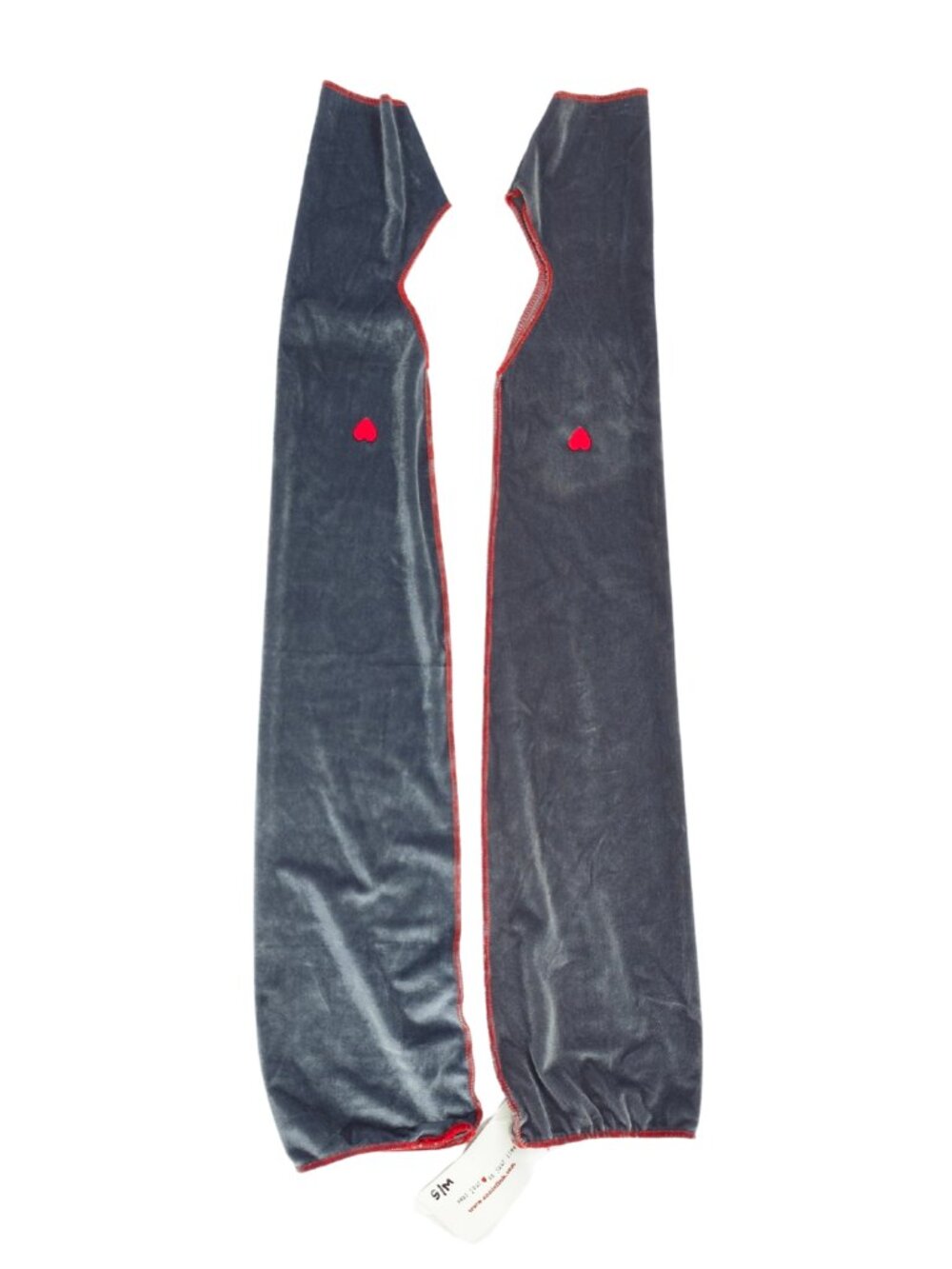 Annie Fink Designs Women's Gray & Red Heart Velvet Arm Warmers